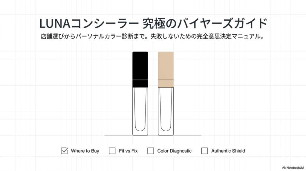 LUNAコンシーラーの完全購入ガイド表紙。実店舗・通販・選び方の網羅。